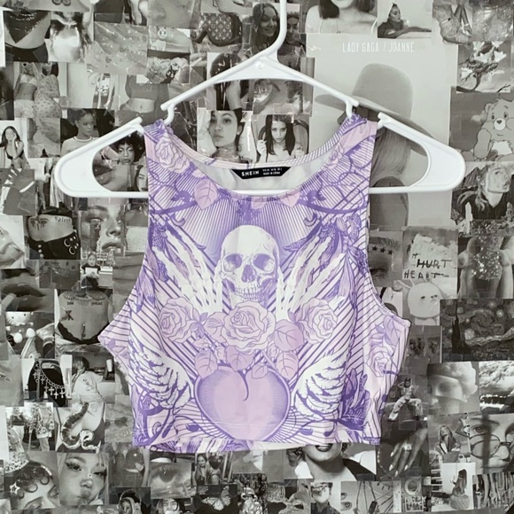 SHEIN Tops - Purple Skull Crop Top
